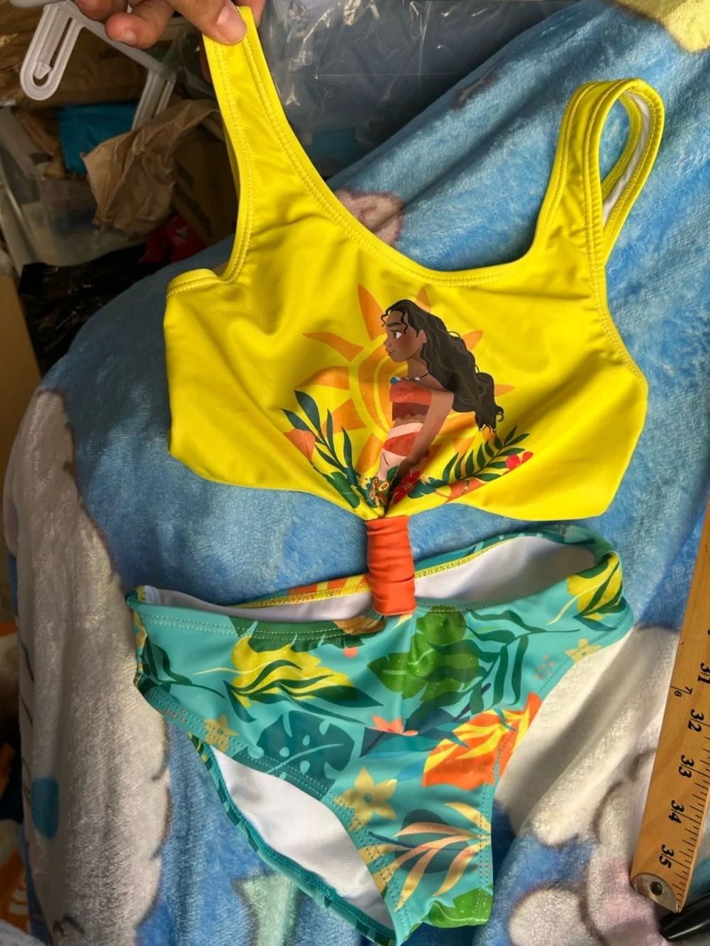Disney Yellow & Aqua Moana Tropical Two-Piece Swim Set